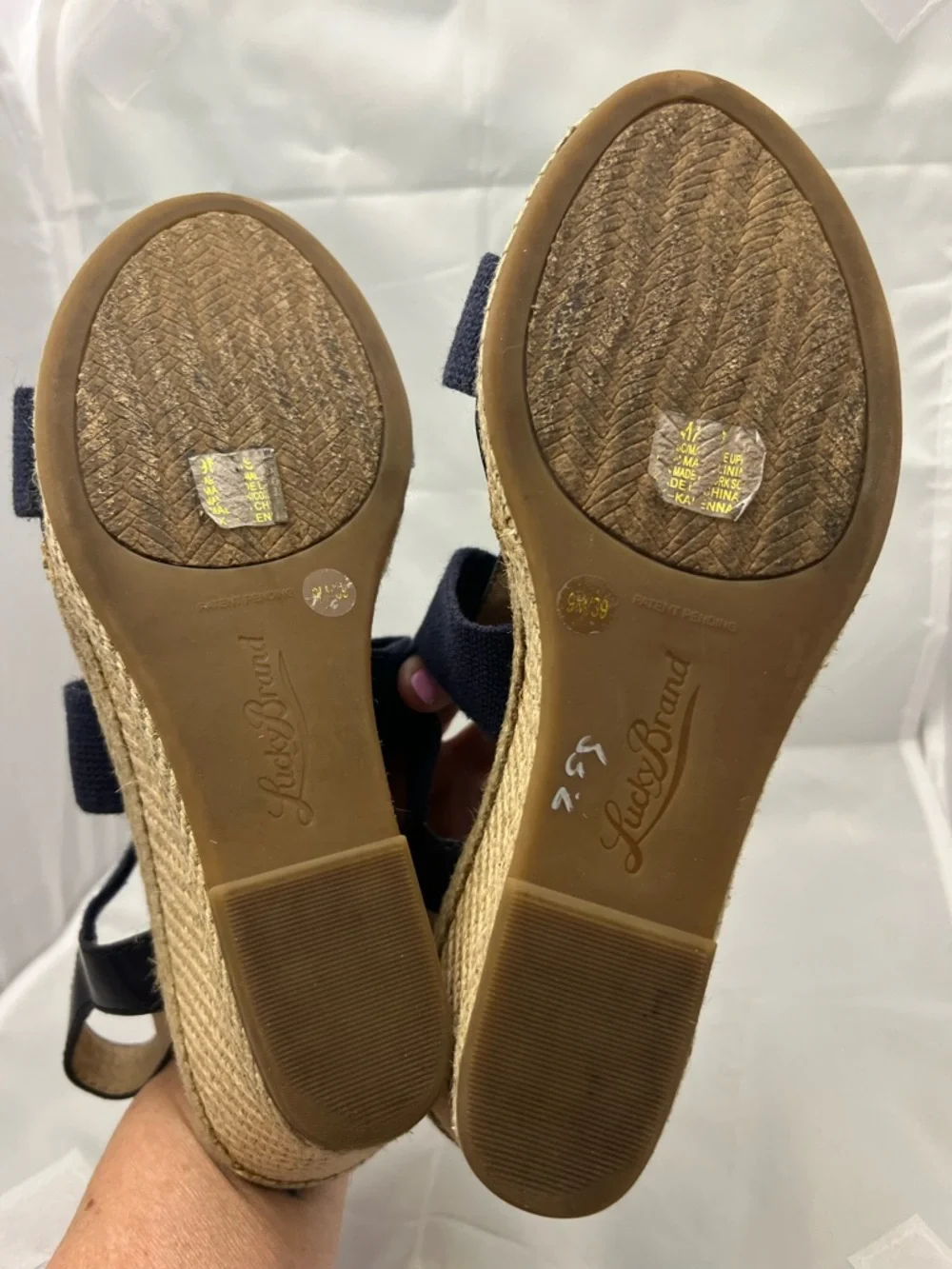 Lucky Brand Navy Slingback‎ Espadrille Wedge Sandals Size 9